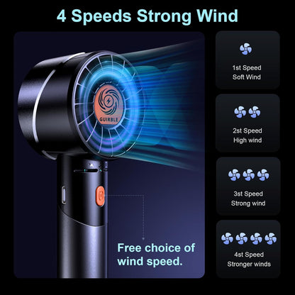 Skiennix Handheld Fan - Powerful Portable Turbo Fan | USB Rechargeable, 7000RPM, Black