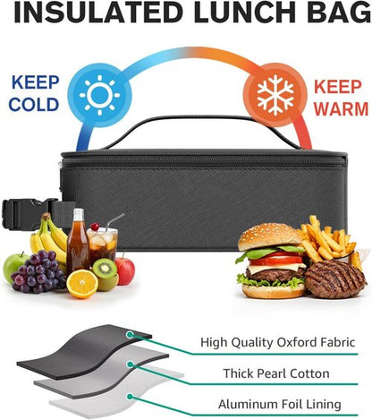 HowFly Insulated Lunch Bag - Portable Thermal Cooler for Work & School - Reusable Black Meal Bag with Buckle Handle