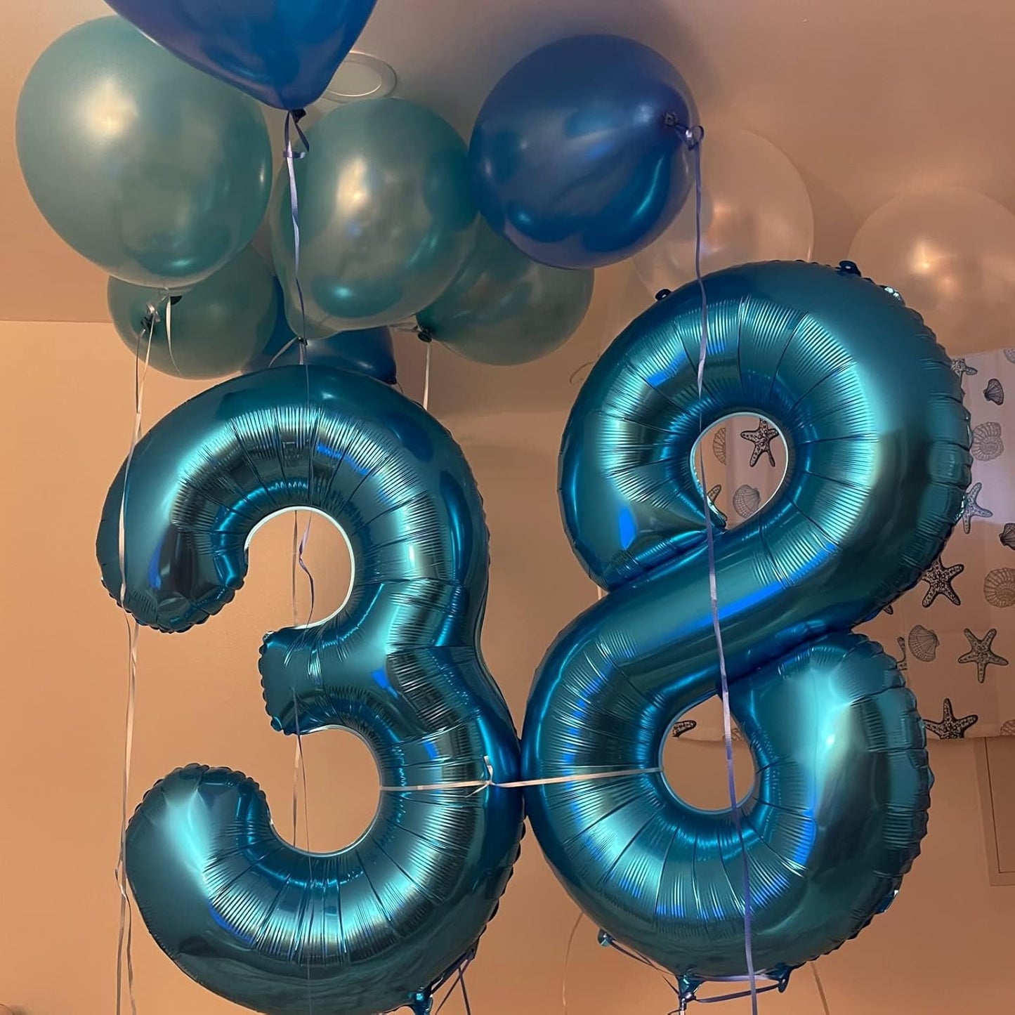 Blue Foil Balloon Number 8 - 40'' Giant Self-Inflating Helium Balloon for 8th Birthday & Graduation Celebrations