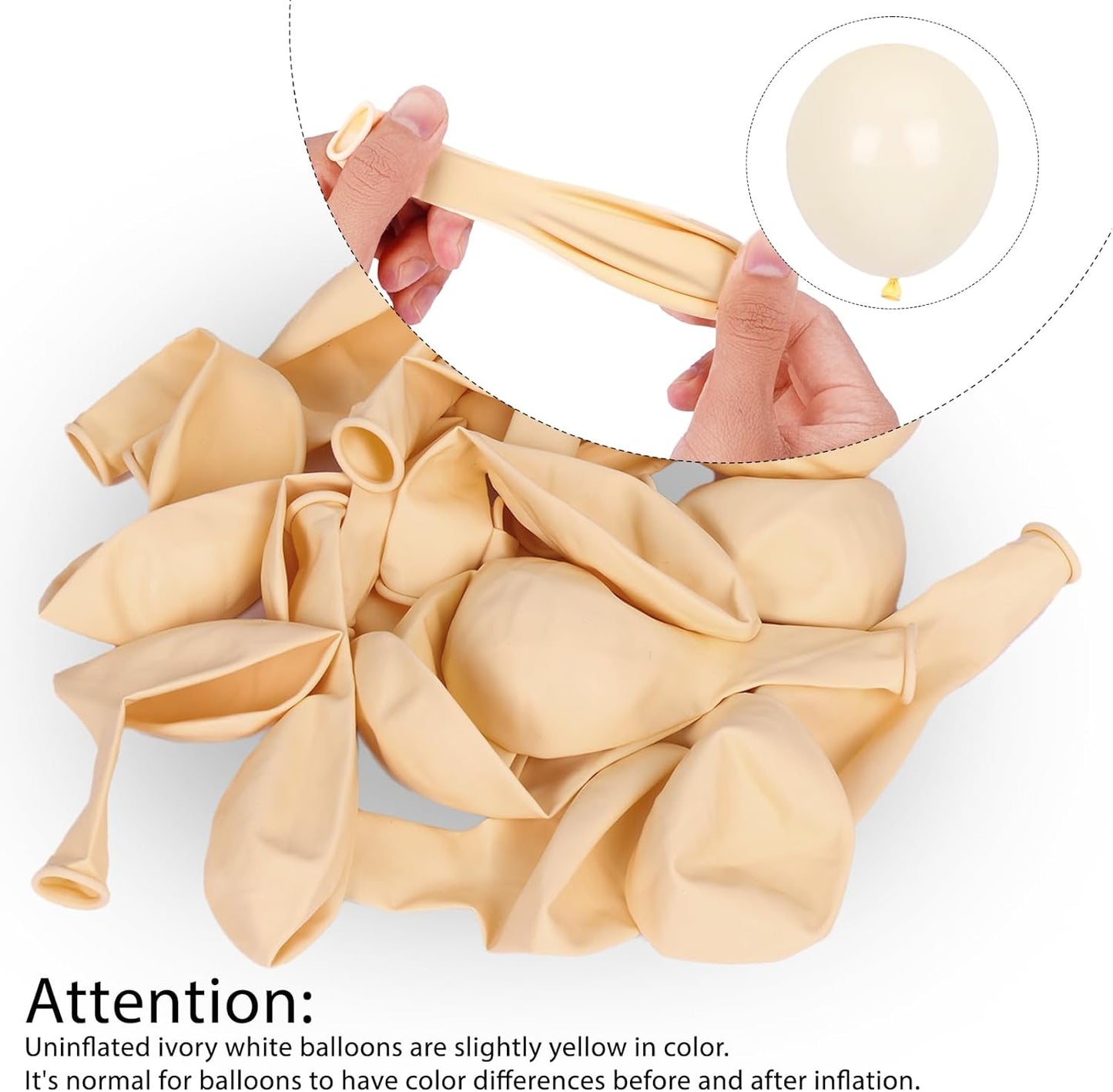 RUBFAC Ivory White Latex Balloons - 129pcs Garland Arch for Birthday, Wedding, Baby Shower | Various Sizes 5-18 Inch