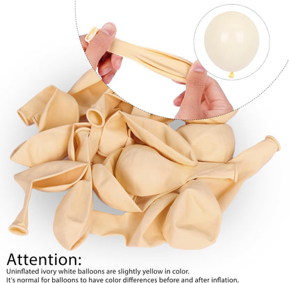 RUBFAC Ivory White Latex Balloons - 129pcs Garland Arch for Birthday, Wedding, Baby Shower | Various Sizes 5-18 Inch