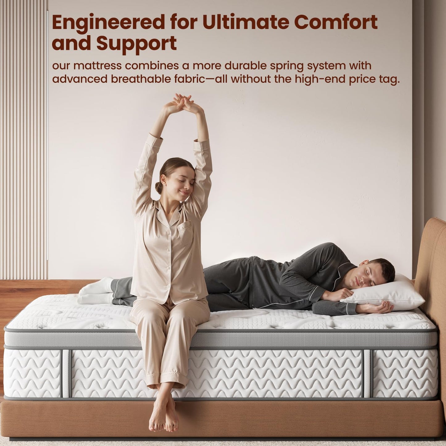 SLEEP100 Queen Mattress 12 Inch, 5-Zone Deep Sleep Firm Mattress with Extra Lumbar & Shoulder Support, Hotel Collection Hybrid Mattresses Pain Relief - Fiberglass Free - No Odor - 365 Night Trial