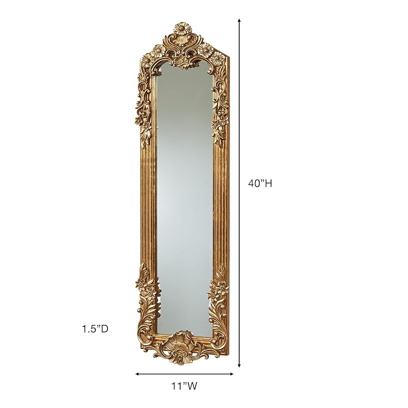Gadsden Vertical Wall Mirror - Dark Gold Verdi Finish, 40 Inch (Dark Gold+40"L x 11"W)