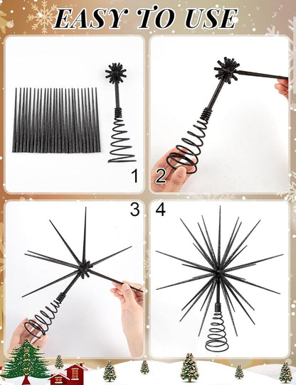13.7 Inch Black Christmas Tree Topper - 3D Burst Exploding Star, LGFMGWH Variation Black