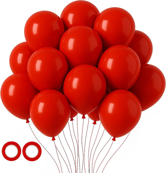 Voircoloria 12-Inch Ruby Balloons - 105-Piece Latex Set for Birthday, Baby Shower, and Wedding Decor