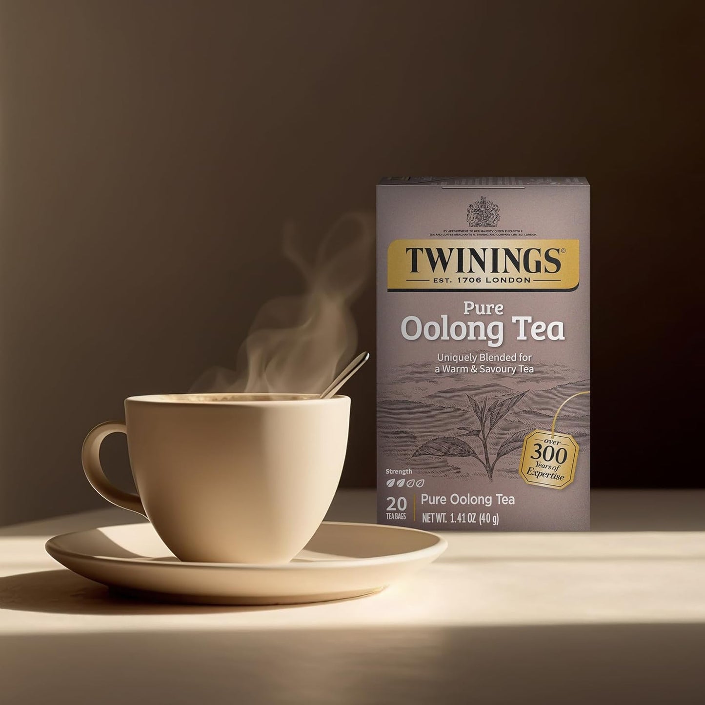 Twinings Pure Oolong Tea - Golden Caffeinated Tea Bags, 20 Count Each, Individually Wrapped | 2-Pack