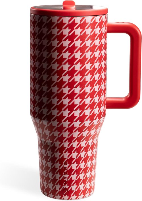 HydroJug Traveler - 40 Oz Insulated Water Bottle with Handle & Flip Straw - Leak Resistant, Houndstooth Design