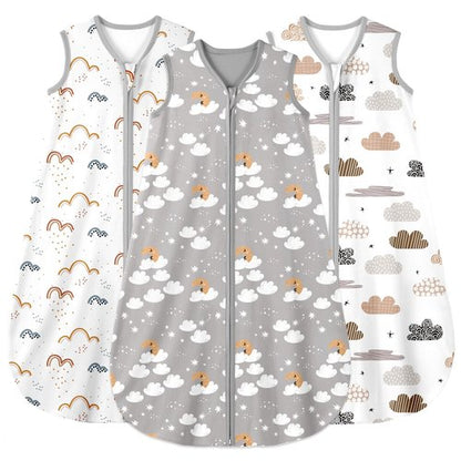 Yoofoss Baby Sleep Sack 12-18 Months Wearable Blanket for Babies 100% Organic Cotton 2-Way Zipper TOG 0.5 Toddler Sleeping Sack 3 Pack, Comfy Lightweight Sleep Sacks