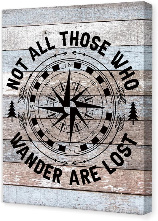 OTINGQD Canvas Wall Art - "Not All Those Who Wander Are Lost" RV Decor | 11x15 Inch for Campers & Cabins
