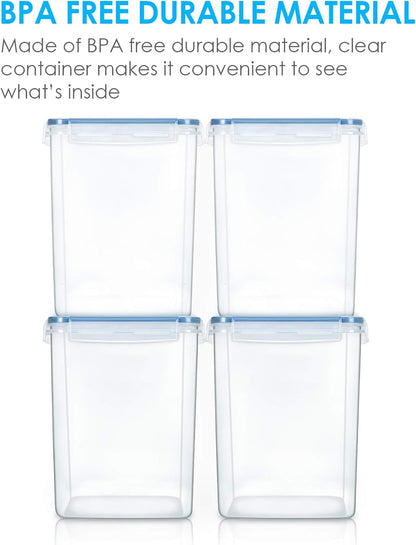 Vtopmart Large Food Storage Containers - 5.2L BPA-Free Airtight Canisters with Lids & Measuring Cups | Blue, 4-Pack