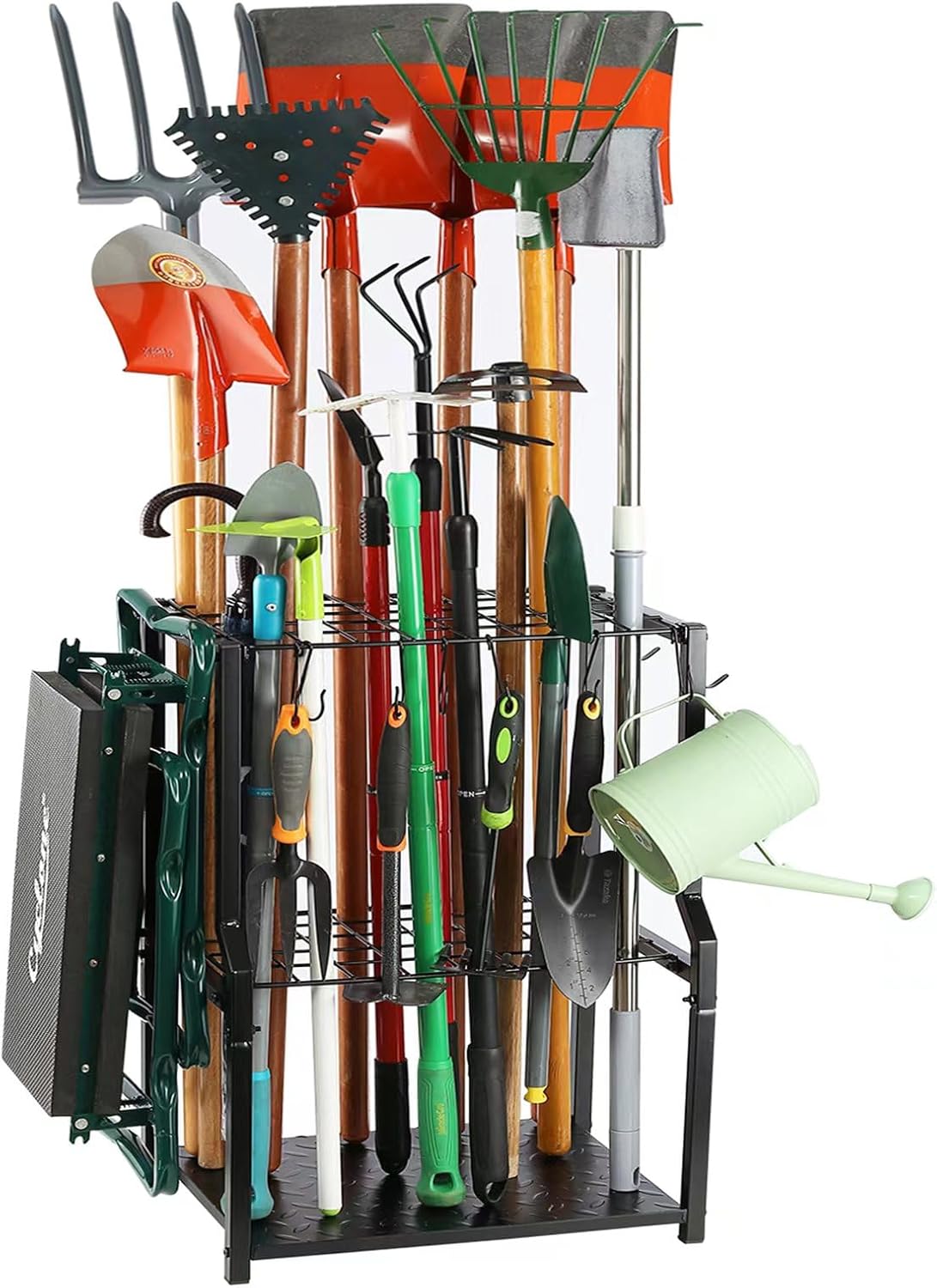 UU-Major Garden Tool Organizer - Heavy Duty Free Standing Rack for Garage & Outdoor Storage