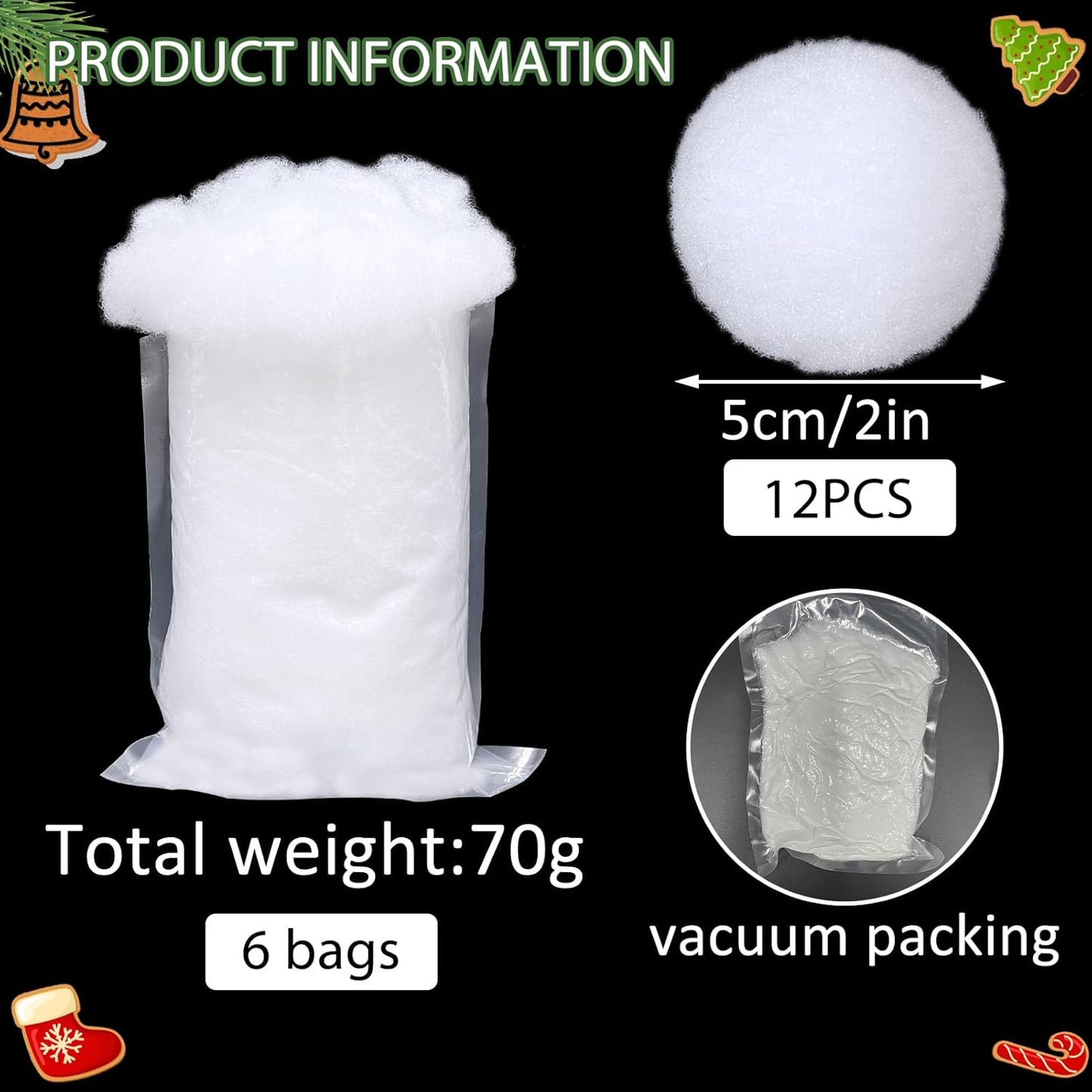 Skiennix 6 Pack Christmas Fake Snow | Fluffy Artificial Snow for Holiday Decor - 420g Indoor Blanket