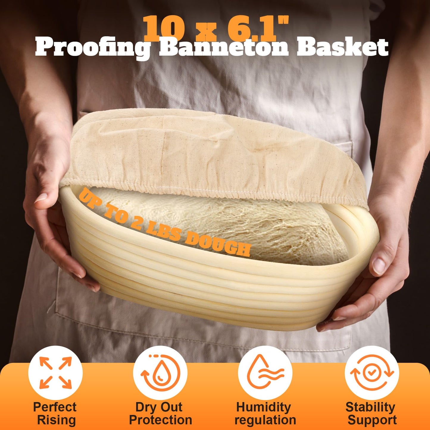 Rectangular Cast Iron Dutch Oven for Bread Baking, Cast Iron Sourdough Bread Pan with Lid Handles Lame, Even Heat Bread Baking Pan for Homemade Bread Cake Meatloaf, 3.2QT