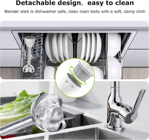 Bonsenkitchen Immersion Blender - 2-Speed Handheld Stick Mixer with Beaker for Soups & Smoothies - White