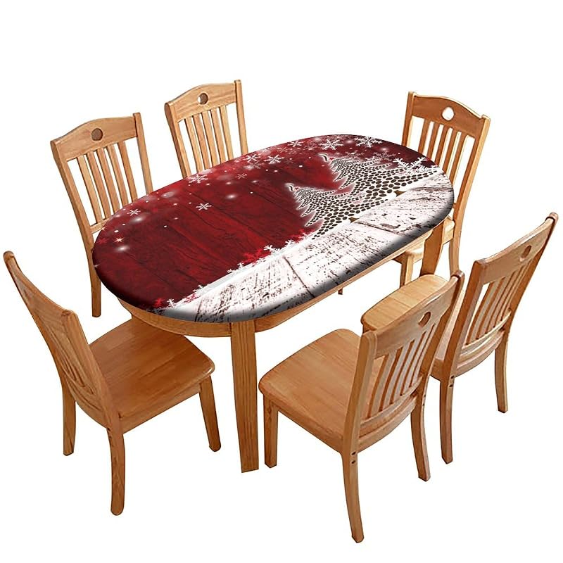 Personalized Oval Tablecloth 36x60 with Photo – Custom Fitted 60"x36" Table Cover (Christmas Tree + 60x36)