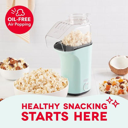 DASH Fresh Pop Popcorn Maker - Oil-Free Air Popper with Measuring Cup & Recipe Guide - 16 Cups, Aqua
