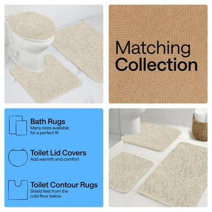 GORILLA GRIP Bath Rug Mat 36x24, Thick Absorbent Chenille, Quick Dry Microfiber Mats, Rubber Backing Washable Shower Floor Rugs, Bathmat Runner, US Designed Bathroom Home Decor Accessories Dusty Cloud