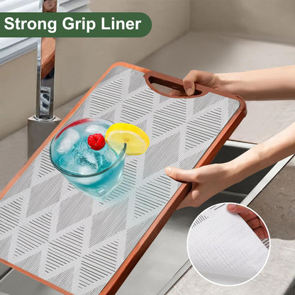 Shelf Drawer Liner for Kitchen Cabinets Non-Adhesive Shelf Liner Paper Non-Slip Strong Grip Drawer Liner Cabinet Liners Thickened Easy to Clean for Tool Box Pantry (Striped, 17.5In x 20FT)