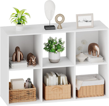 Sweetcrispy 6 Cube Storage Organizer - Versatile Open Cube Bookshelf with Removable Back Panels | 36" L x 11.6" W x 24" H, White