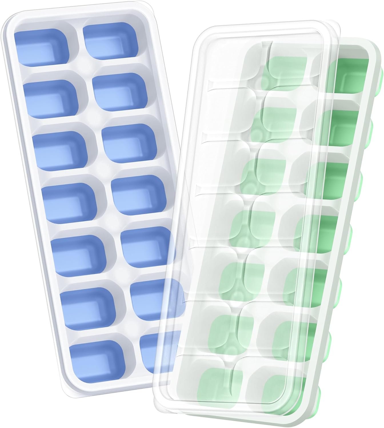 Skiennix Ice Cube Tray - Durable Stackable 28-Cube Design with Removable Lids | Easy-Release Plastic & Silicone