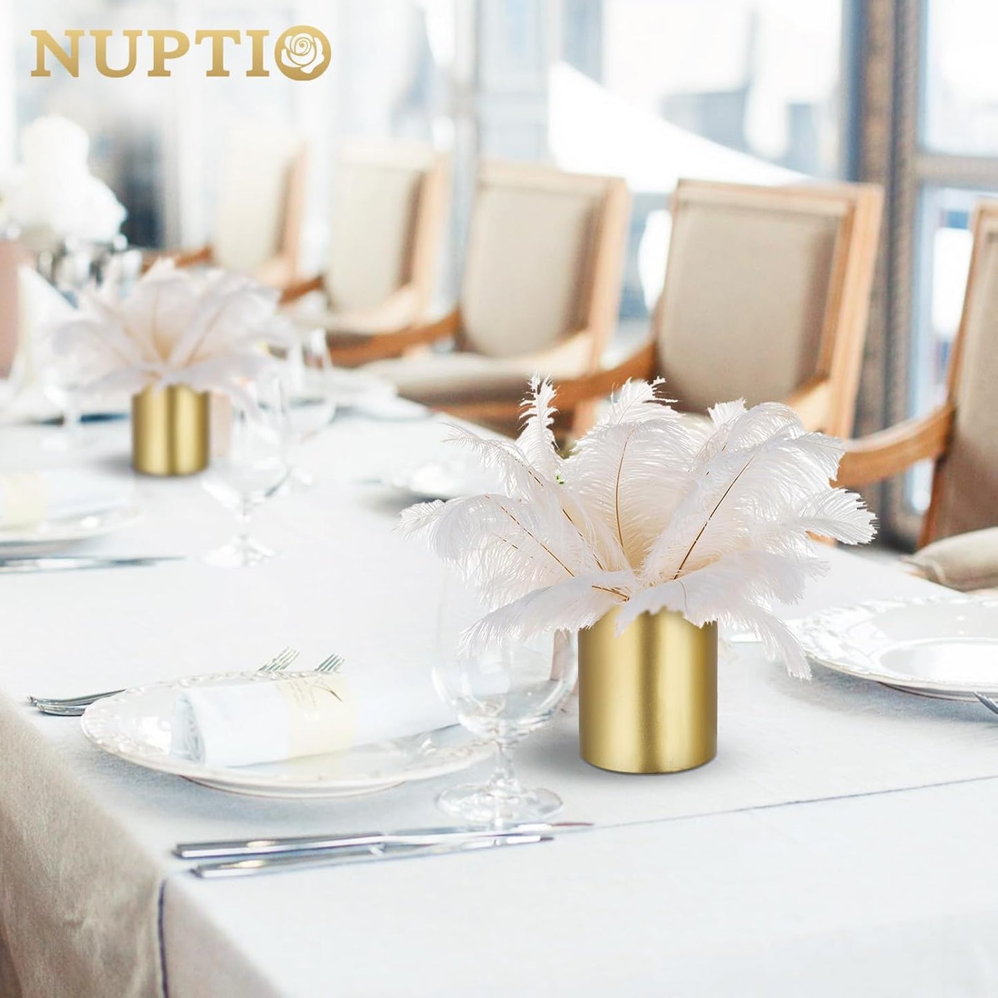 NUPTIO Gold Flower Vases - 6 Pcs 5.1 Inch Tall Metal Centerpieces for Wedding Table Decorations