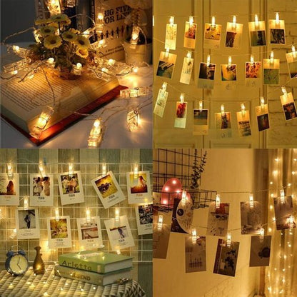 Dopheuor LED Photo Clip String Lights - Warm White Fairy Lights with Clips for Bedroom & Party Décor
