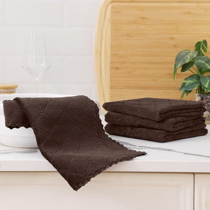 Homaxy Dish Towels - Super Soft & Absorbent Coral Velvet Cloths | 12 Pack (13 x 19 Inches, Brown)