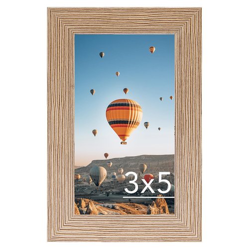 JCJMY 3x5 Picture Frame for Tabletop, 3 x 5 Photo Frame with Shatter Resistant Plexiglass, Sturdy 3 by 5 Poster Frame, Rustic Brown