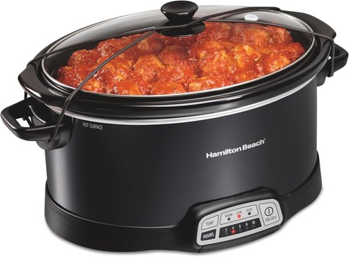 Hamilton Beach 7 Quart Programmable Slow Cooker - Portable with Lid Latch Strap, Black