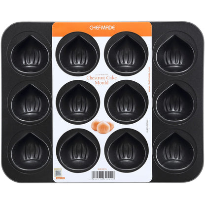 CHEFMADE Muffin Cake Pan, Nonstick 12 Cavity Chestnut-Shaped Bakeware