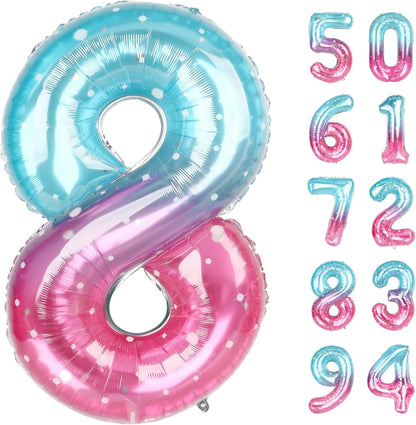 Starry Sky | 40-Inch Number 8 Balloon - Perfect Decorations for Girls' 8th Birthday Party