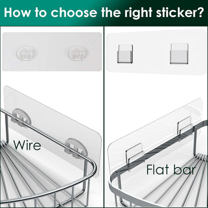 Skiennix Shower Caddy Adhesive Replacement Stickers - Strong Suction Hooks for Bathroom Storage | Large Transparent Design, 3 Hooks