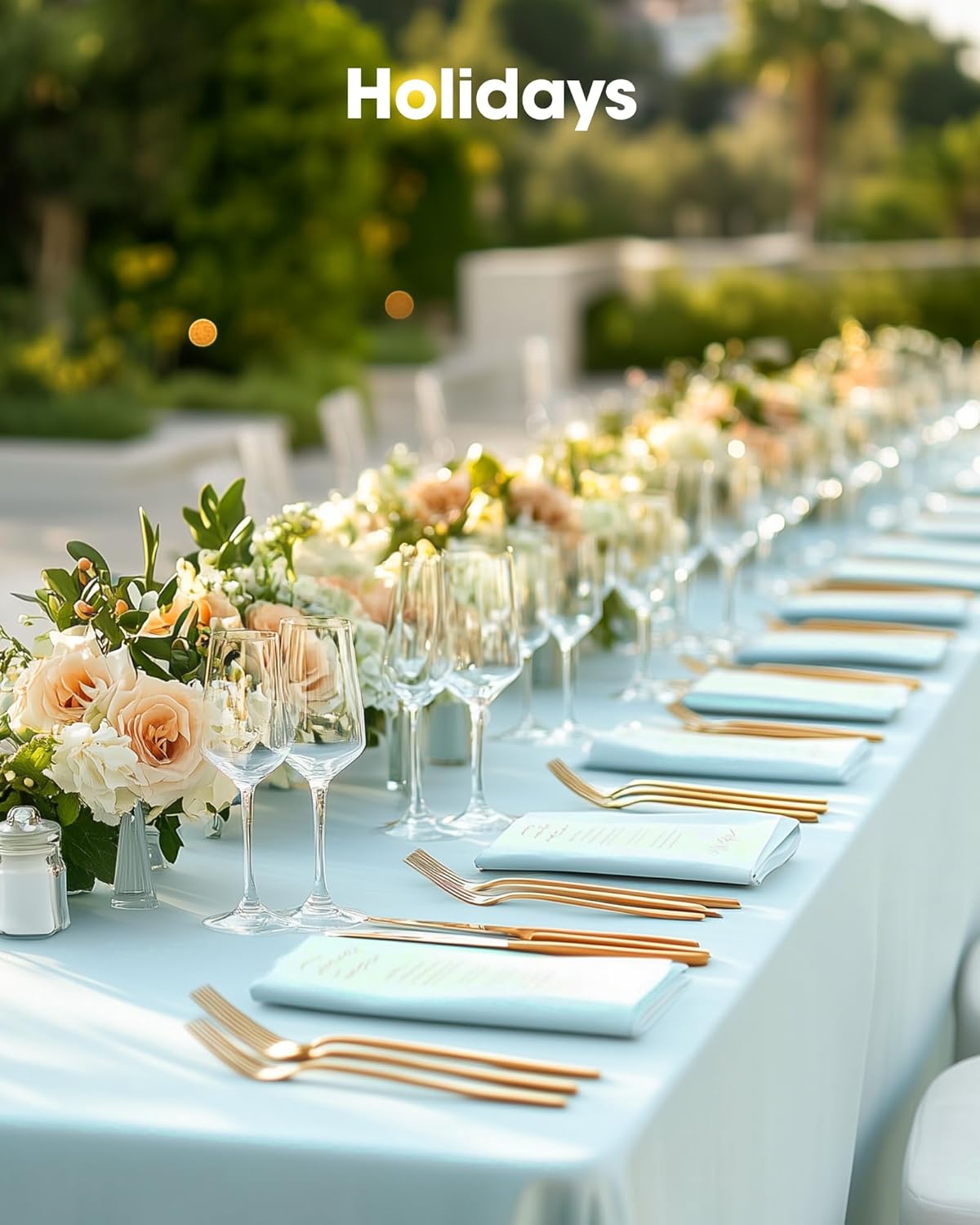 Pureegg Disposable Plastic Tablecloths - 8 Pack, 54 x 108 Inch, Leakproof & Sturdy, Baby Blue for Parties & Events