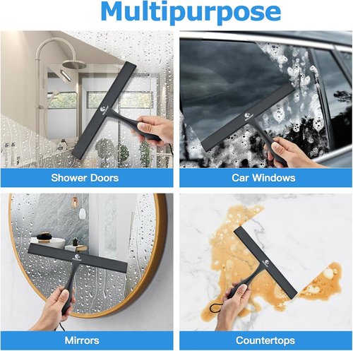 **Bold Shower Squeegee by [Brand Name] - 11" Anti-Rust Silicone with Ergonomic Handle | Perfect for Glass Doors & Windows**