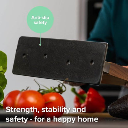 Coninx Magnetic Knife Holder with display stand, Double Sided Strong Magnetic Knife block for Kitchen counter top, Universal empty storage Organizer Block (Walnut Wood)