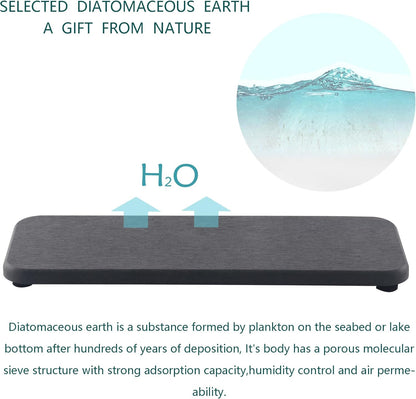 NiuYichee Water Absorbing Stone Trays - Modern Diatomite Soap Dish for Kitchen & Bathroom | 3.54" W x 9" L, Dark Gray