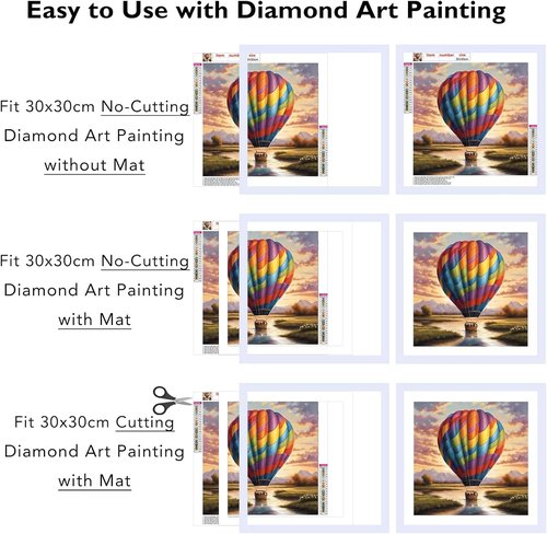 JCJMY 12x12 Picture Frame - Versatile Display for 30x30cm Diamond Art | White with Plexiglass