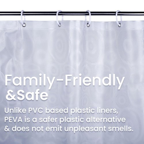 LiBa PEVA Shower Curtain Liner with 12 Plastic Rings - 8G Waterproof Shower Liner for Bathroom, 72x72 Inch Stall Shower Curtain Liner with Magnets, Oceanic Gradient Weighted