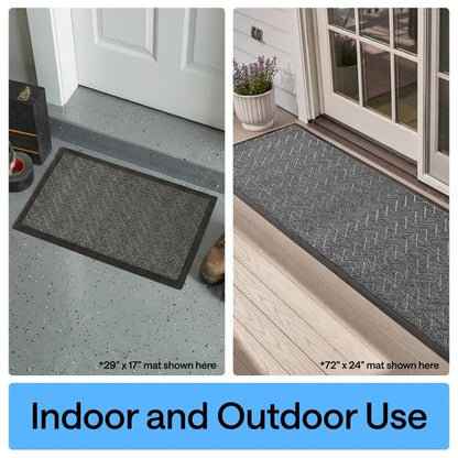 GORILLA GRIP 100% Waterproof All-Season WeatherMAX Doormat, 34x58, US Designed Natural Rubber, Stain and Fade Resistant, Low Profile Indoor Outdoor Door Mats, Easy Clean Patio Mat, Steel Chevron