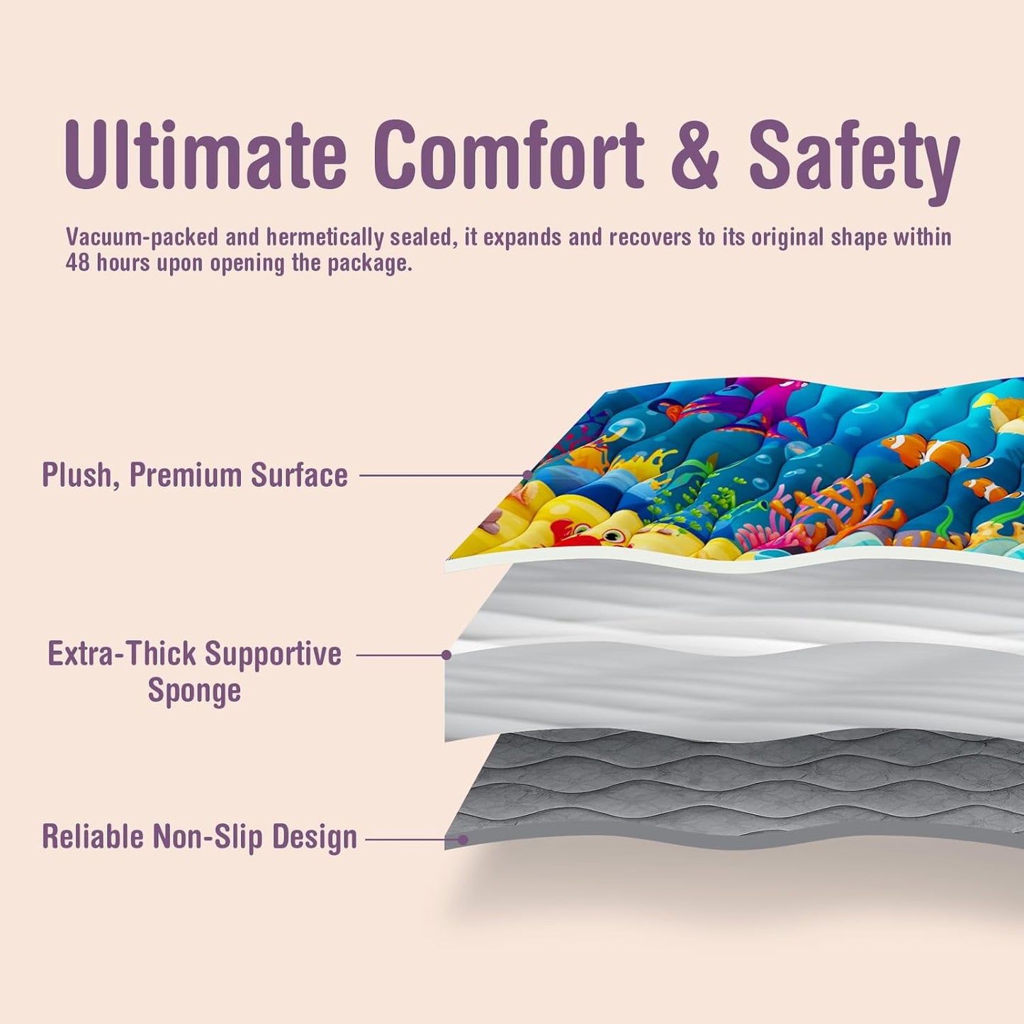 Skiennix Baby Play Mat - Thickened Waterproof & Non-Slip Crawling Mat | 50x50 Foldable Sea World Design