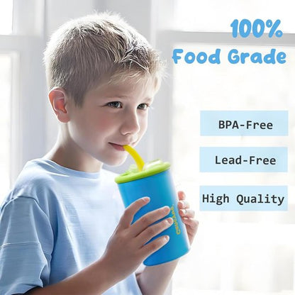 Gencywe Kids Double-Walled Stainless Steel Cups - 12 oz Spill-Proof Sippy Tumbler Set with Straws & Lids | BPA-Free, Perfect for Ages 3+