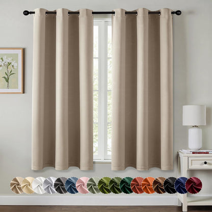 MIULEE Taupe Blackout Curtains - Thermal Insulated Room Darkening Drapes | 63-Inch Long, 2 Panels