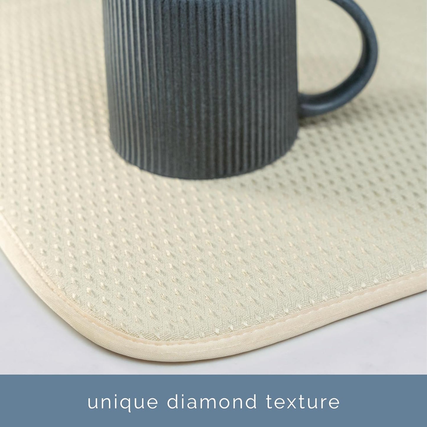 S&T INC. XL Dish Drying Mat - Absorbent Microfiber Kitchen Counter Pad, 18” x 24”, Cream Diamond Texture