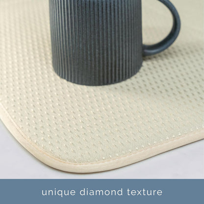S&T INC. XL Dish Drying Mat - Absorbent Microfiber Kitchen Counter Pad, 18” x 24”, Cream Diamond Texture