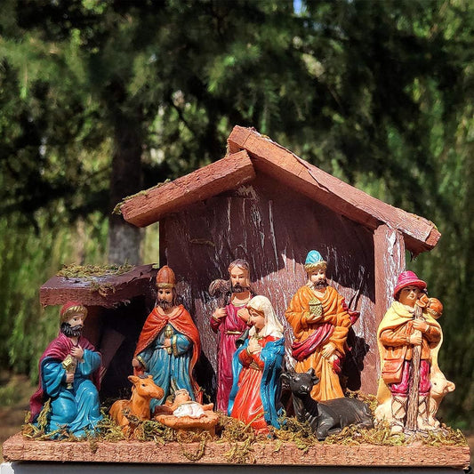 Regine Switzerland Christmas Nativity Figurine - Beautiful Nativity Scene Statue with Wooden Stable