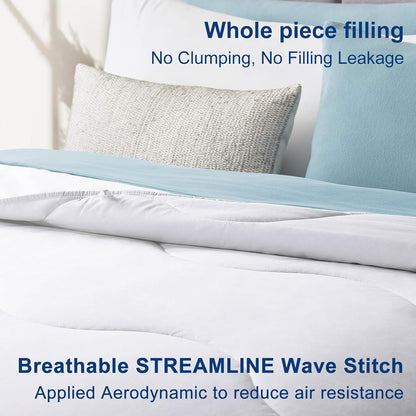MEELUS Lightweight Cooling Comforter - Breathable All-Season Duvet Insert, Queen Size 88x88 Inch, Soft Microfiber