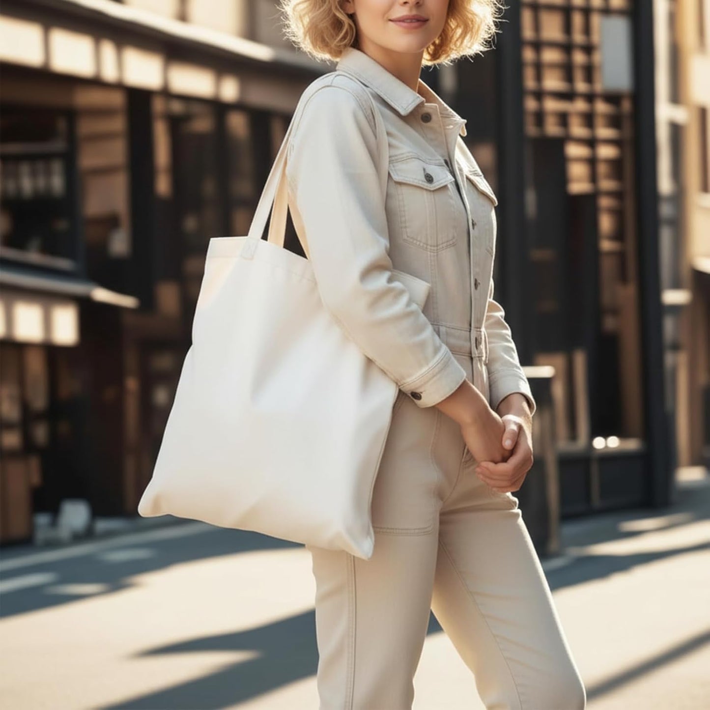MOLOVA Premium Canvas Reusable Tote Bags - Eco-Friendly Gift Bags for Work & Shopping | 1-200 Pack Available
