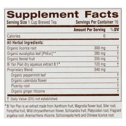 Traditional Medicinals Caffeine Free Breathe Easy Herbal Tea, 16 tea bags per pack - 1 each.