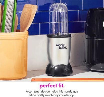 Magic Bullet Blender - 11 Piece Set | Compact Silver Kitchen Blender for Smoothies & More