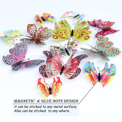 OPSEAM Butterfly Wall Decor 24/48 PCS, 3D Butterflies Stickers for Party Decorations with Magnets (Circl, 24)